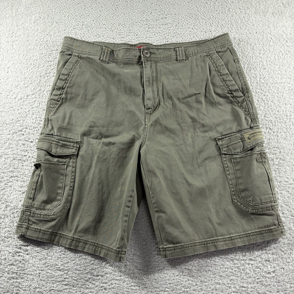 Union Bay Cargo Shorts Mens 38 Green Gray Pockets Utility Hiking Outdoors